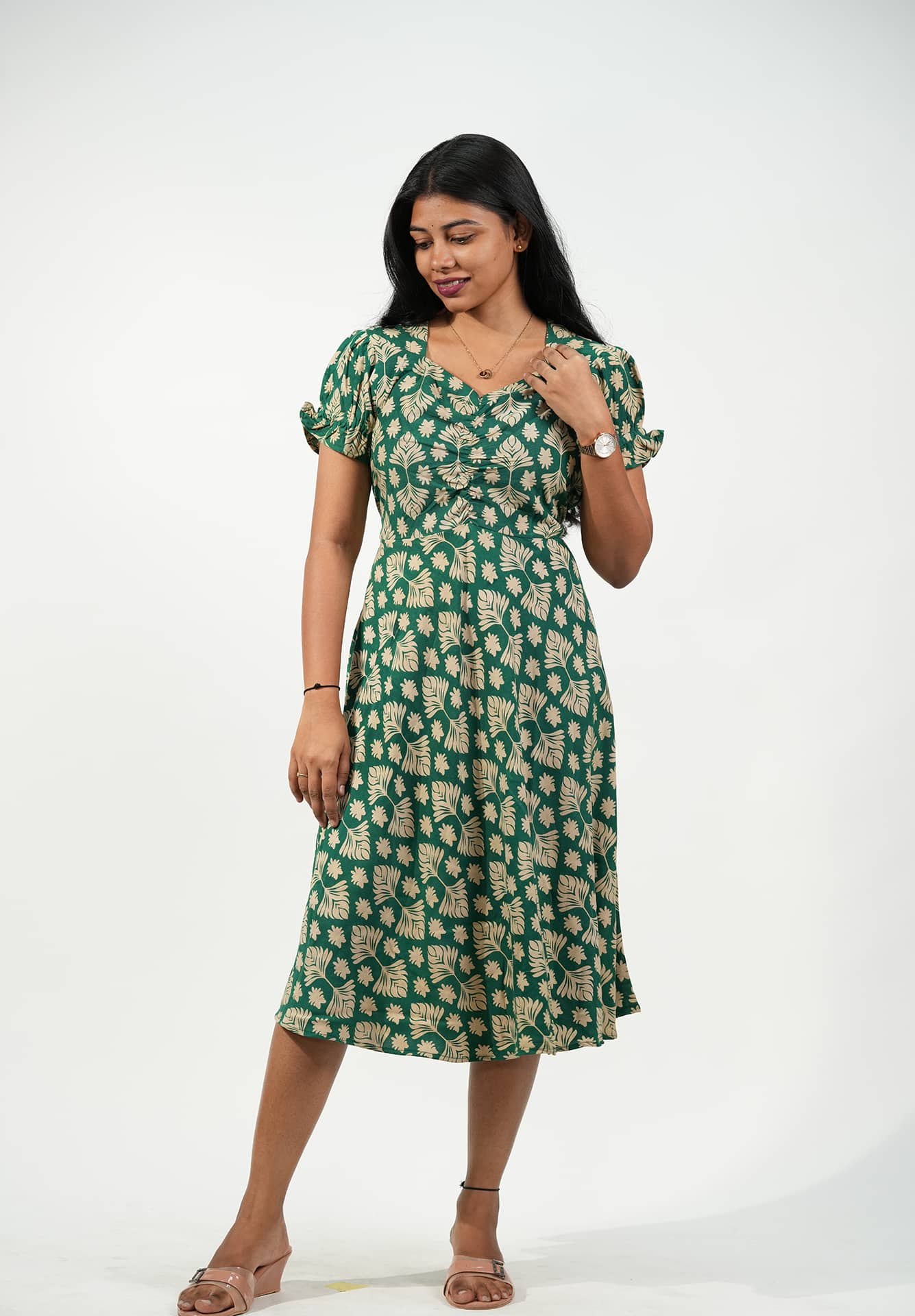 Emerald Fern Tiered Dress