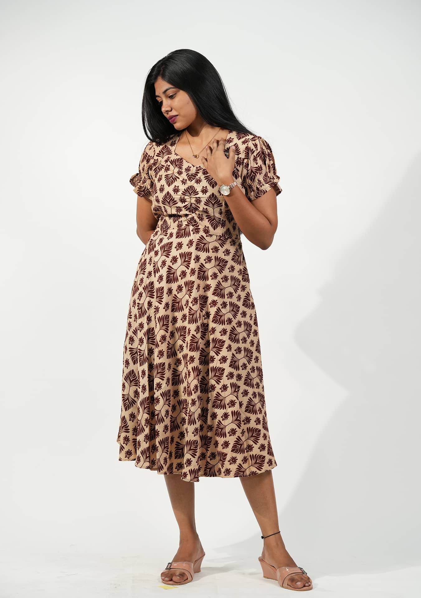 Terracotta Fern Sleeveless Dress