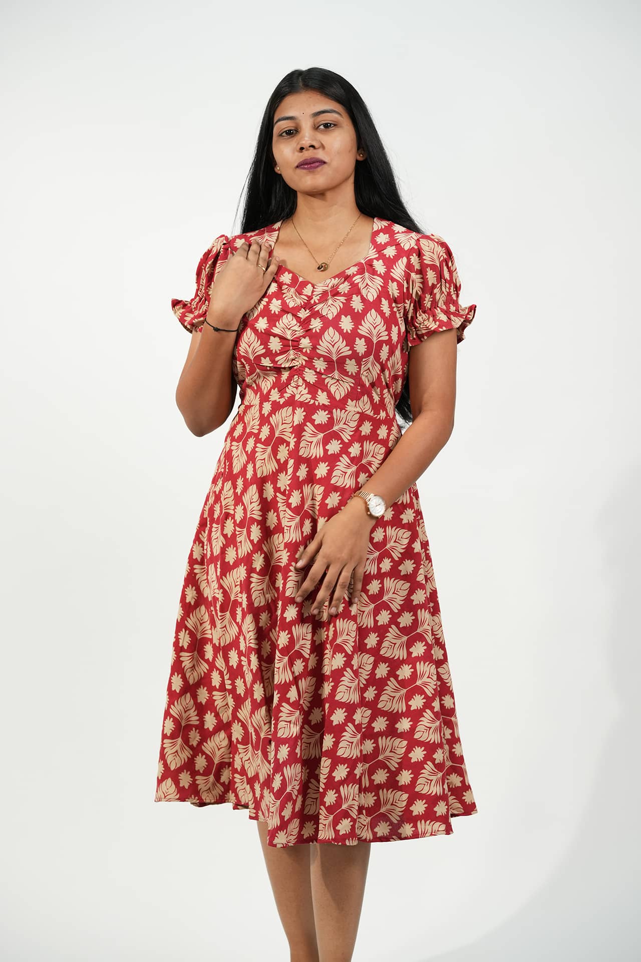 Crimson Fern Halter Dress