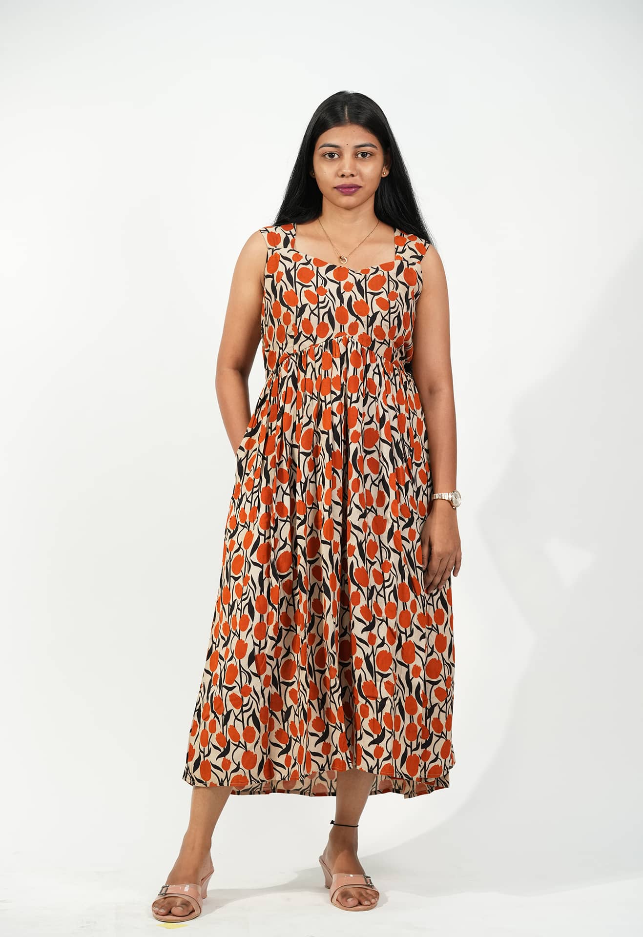 Meadow Bloom Puff-Sleeve Dress