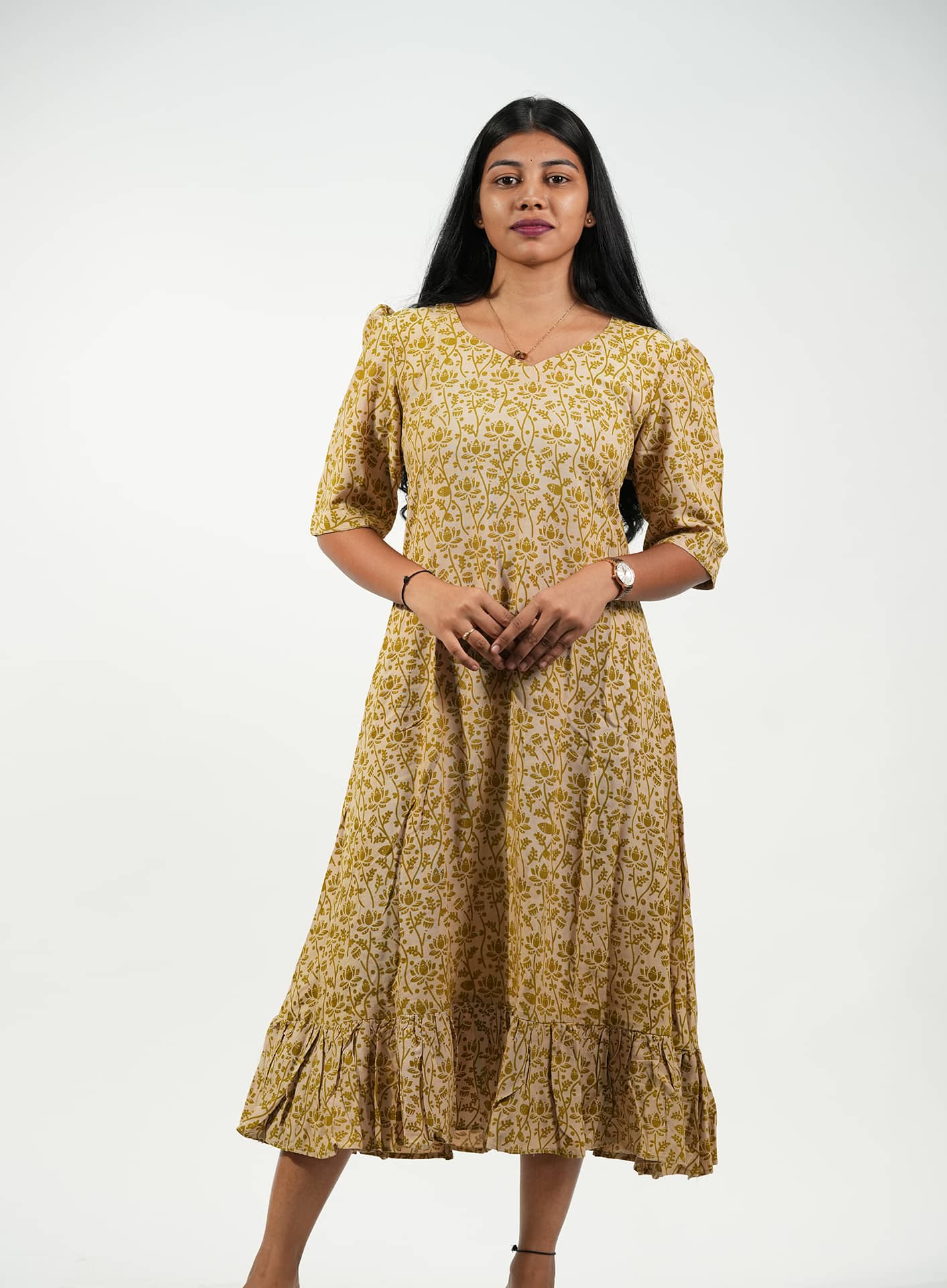 Midnight Petal Tiered Dress