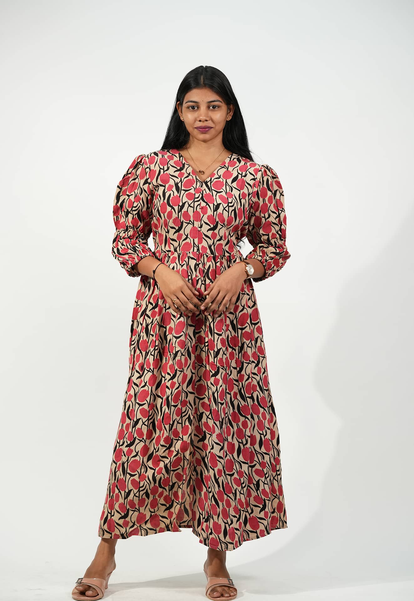 Leaf Whisper Tiered Dress