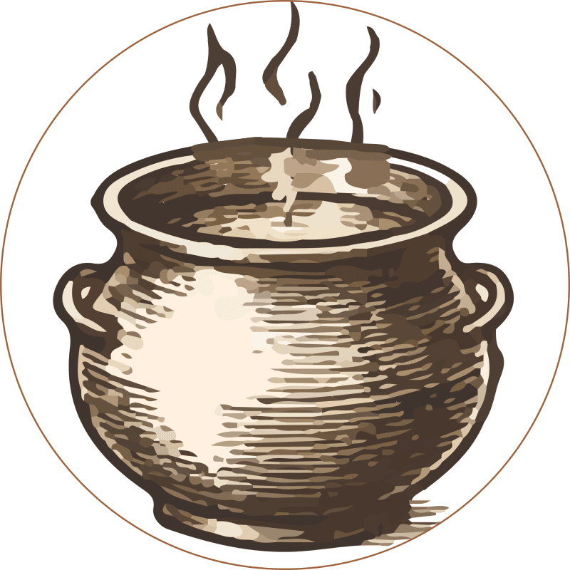 Fabric boiling in copper vessels — traditional colour setting