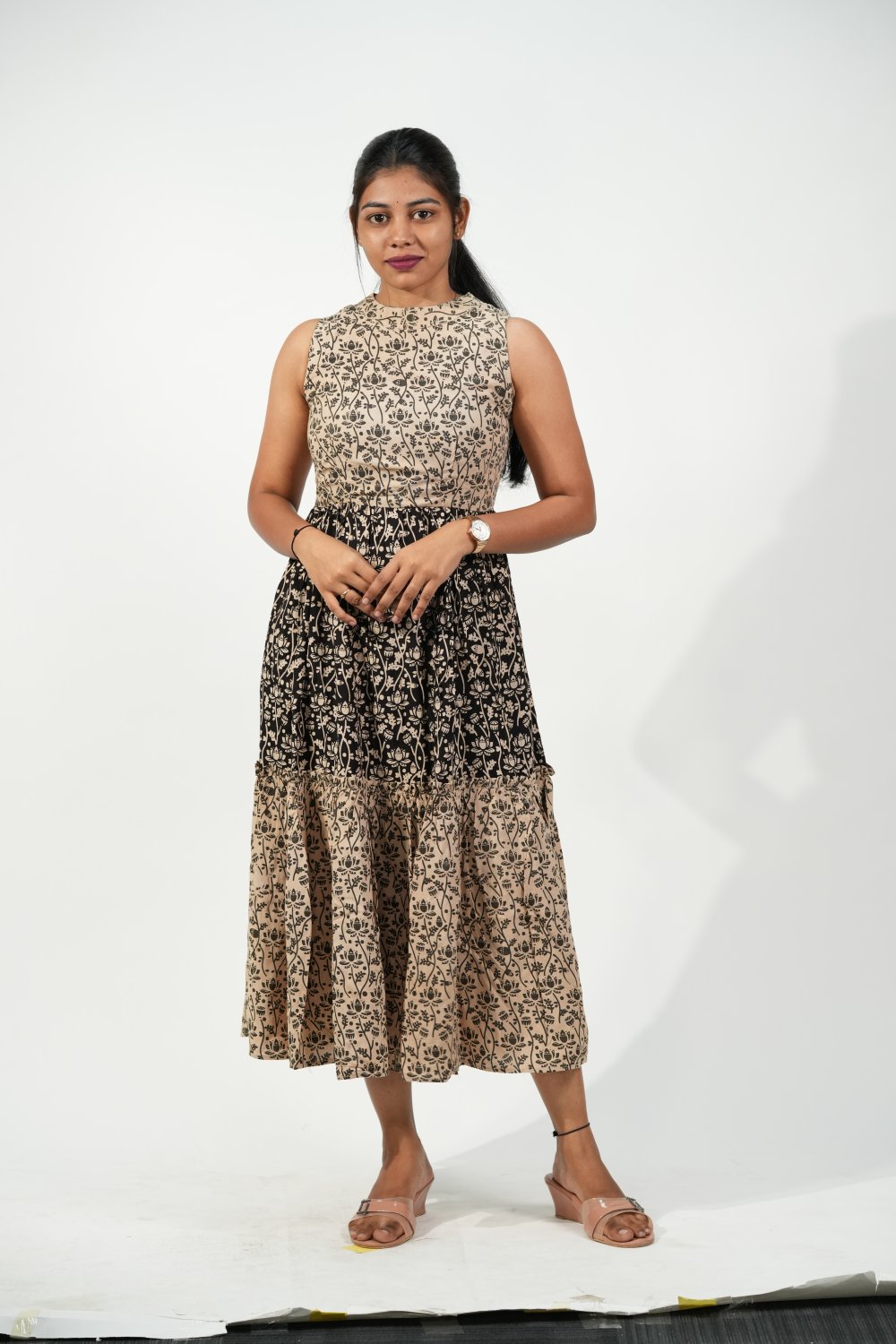Halter Neck Tiered Dress (Floral)