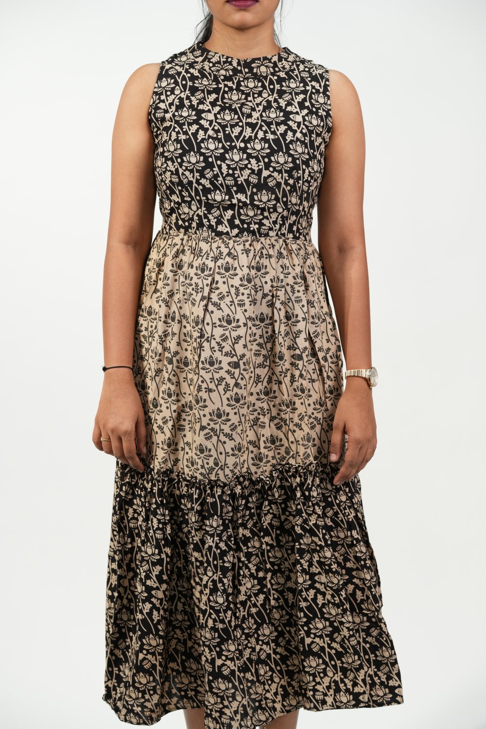 Halter Neck Tiered Dress (Floral)